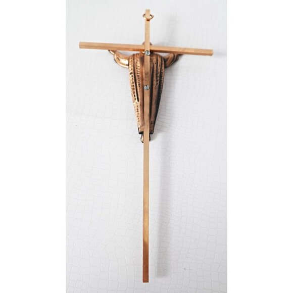 Vintage 1970s Metal Crucifix Jesus Catholic Art Religious Art Cross Goth Decor - Picture 4 of 4